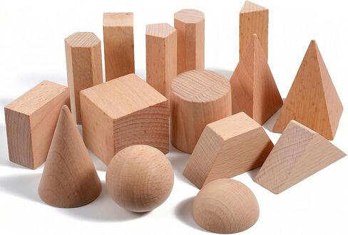 30 Pcs 3D Shapes Geometric Solids Wooden Shapes Large Size Burlywood Geometric Blocks Set 3D Shapes Manipulatives Montessori Learning Pattern Blocks Solid for Preschool Classroom Elementary Home Schoo in Kuwait