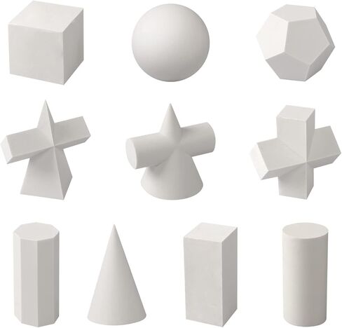 3D Gypsum Geometry Sketch Drawing Model Mini Art Crafts Geometry Mold 10 Pcs Resin Shapes Sketch Basic Form Learning Tools Home Decor Drawing Practice Sculpture Props, 1.2 Inch to 2 Inch in Kuwait