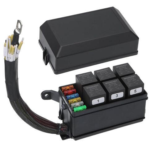 Wengart 12V Fuse Relay Block WG31A، 40A 1-Way Relay Output و2-Slot ATC/ATO فيوز حامل، صندوق ترحيل عالمي للسيارات للسيارة والشاحنات والتخييم والقوارب البحرية وترقيات الدوائر الكهربائية DIY، أسود in Kuwait