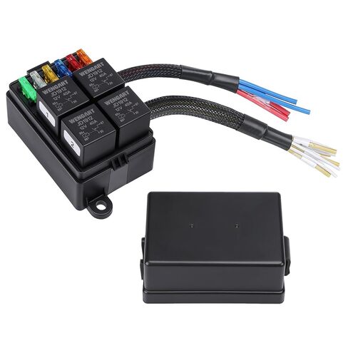 Wengart 12V Fuse Relay Block WG31A، 40A 1-Way Relay Output و2-Slot ATC/ATO فيوز حامل، صندوق ترحيل عالمي للسيارات للسيارة والشاحنات والتخييم والقوارب البحرية وترقيات الدوائر الكهربائية DIY، أسود in Kuwait