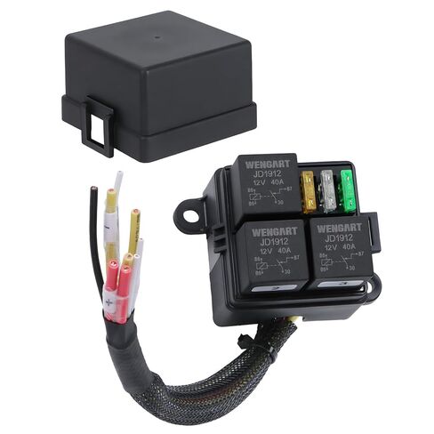 Wengart 12V Fuse Relay Block WG31A، 40A 1-Way Relay Output و2-Slot ATC/ATO فيوز حامل، صندوق ترحيل عالمي للسيارات للسيارة والشاحنات والتخييم والقوارب البحرية وترقيات الدوائر الكهربائية DIY، أسود in Kuwait