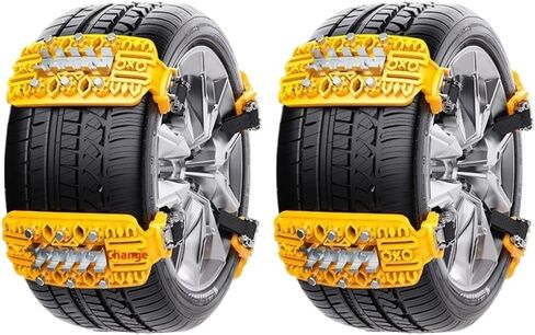 8-Pack Universal Urethane Snow Chains for Motorcycle and Car Tires – Anti-Skid Traction Aid for Winter and Off-Road Use(Color Name: Yellow) in Kuwait