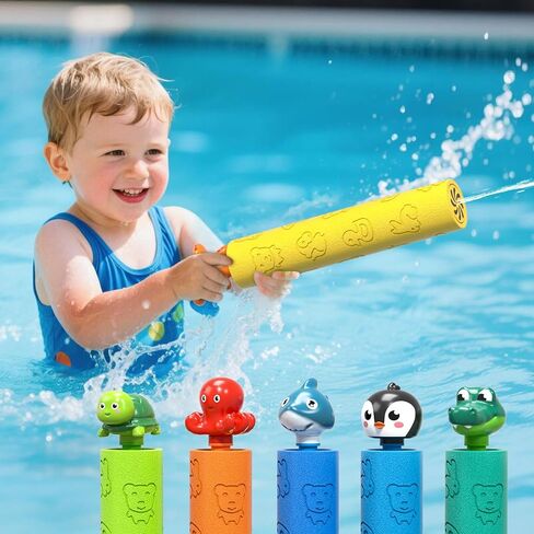 Water Guns for Kids, 6 PCS Foam Squirt Guns Water Blaster Set, Water Squirter Blaster Pool Toys for Kids Toddlers Boys Girls 4-8, 6-8-10-12, Shooter Swimming Pool Party Outdoor Beach Sand Play Game in Kuwait