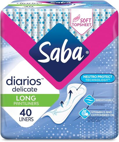 Saba Diarios Long Liners, for Daily Use, Breathable Pantiliners, 400 Count (10 Packs of 40) in Saudi Arabia
