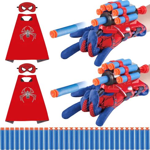 Gretex Superhero Wrist Shooter Toy Set for Kids: 2 Wrist Shooters Cape & Mask Cosplay Costume, Role-Play Spider Toys for Boys 4-6, Gifts for Boys Girls 3-8 Holiday Birthday Gifts in Kuwait
