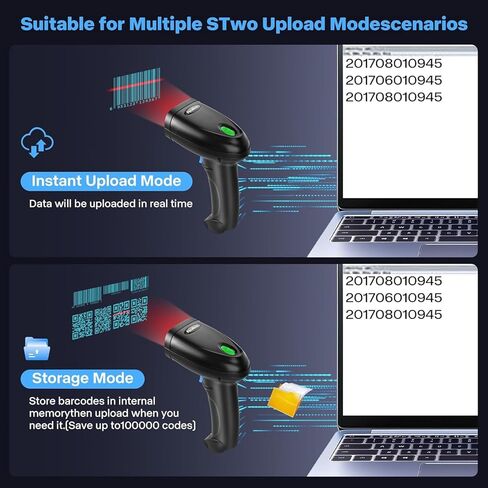 2 حزمة ماسح باركود بلوتوث 2D، 3 في 1 بلوتوث وUSB سلكي و2.4 جيجا قارئ باركود QR لاسلكي، PDF417 ماسح باركود محمول بمصفوفة البيانات يعمل مع Windows وAndroid وiOS (TM-10B) in Kuwait