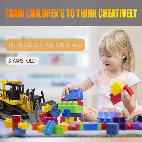 Remote Control Bulldozer RC 1/16 Full Functional Construction Vehicle, 9 Channel Dozer Front Loader Toy with Light and Sound for Kids Age 3,4,5,6 6, 7, 8, 9, 10 and Up Years Old in Kuwait