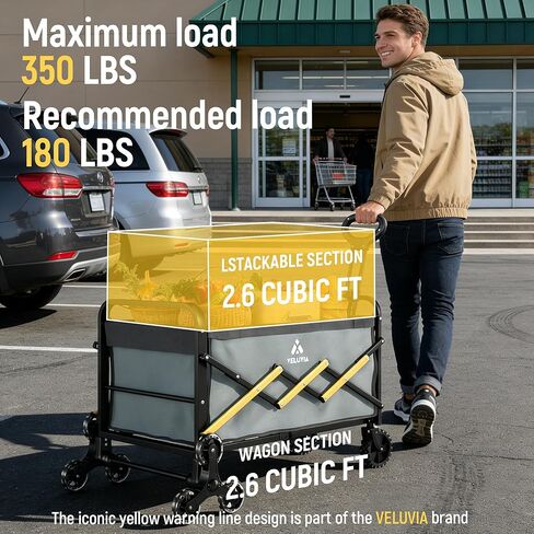 Folding Utility Cart with Triangular Wheels - 2 in 1 Collapsible Stairs Climbing Wagon, Lightweight Shopping Hand Truck with Telescoping Handle for Groceries, Laundry, Travel, Move, Office in Kuwait