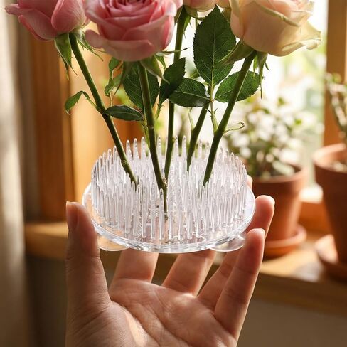 Set of 4 Flower Frog Clear Plastic Pin Frog, Kenzan Floral Frogs Tool, Ikebana Flower Frogs Pin for Vase, Japanese Floral Arrangement for Plant Decoration, Summer Activity (Clear) in Kuwait