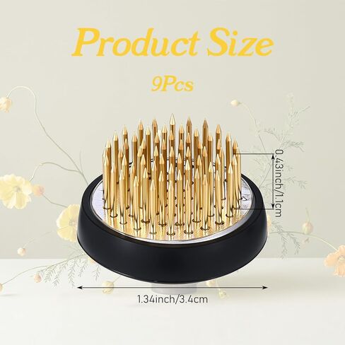9Pcs 1.34 Inch Flower Frogs for Arrangements Vase Ikebana Kenzan Round Brass Floral Pin Frogs Stem Holder Flower Arranger Pin Fixed Tools for Home Decoration Craft (Gold) in Kuwait