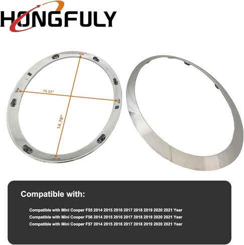 Chrome Headlight Trim Ring Bezel Compatible with MINI Cooper F55 F56 F57, 2014-2021, Driver and Passenger Side in Kuwait