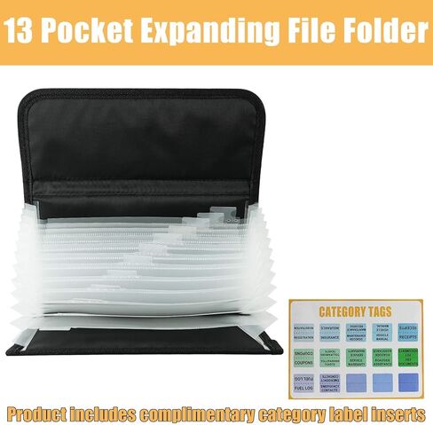 Vehicle Glove Box Organizer Large Capacity Car Registration and Insurance Holder for Car Documents License Cards with 13 Pocket Expanding File Folder 2 Cards Pockets in Kuwait