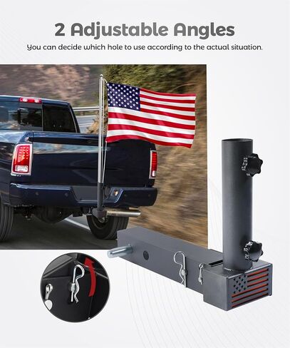 Flag Pole Holder,Trailer Accessories Towing Hitch Mounts,Car Accessories Hitch Flag Pole Holder,Universal Car Flags Mount for Standard 2-Inch Receivers,Compatible with Truck SUV RV Pickup in Kuwait