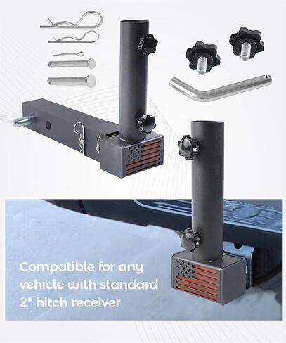 Flag Pole Holder,Trailer Accessories Towing Hitch Mounts,Car Accessories Hitch Flag Pole Holder,Universal Car Flags Mount for Standard 2-Inch Receivers,Compatible with Truck SUV RV Pickup in Kuwait