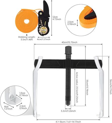 ChgImposs 16" 2-Jaw Gear Puller, Heavy Duty CR-V Adjustable Reversible Bearing Puller Tool for Removal of Pulleys, Flywheels, Bearings, Gears, Brake Drums, with 3.5M 1 inch Ratchet Straps in Saudi Arabia
