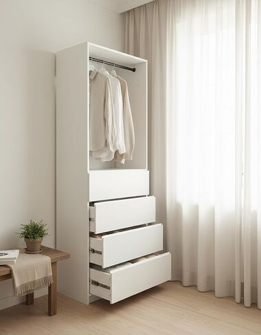 32" White Wood Walk in Closet with Four Drawers in Kuwait