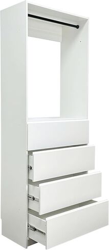 32" White Wood Walk in Closet with Four Drawers in Kuwait