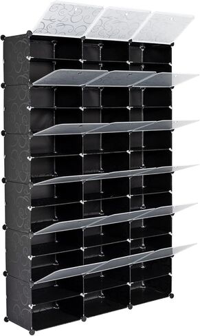 DIY Modular Cube Storage Organizer, Plastic Closet Cabinet with Translucent Door, Metal Frame Stackable Storage Shelf for Shoes Clothes Toys Home Bedroom Entryway in Kuwait