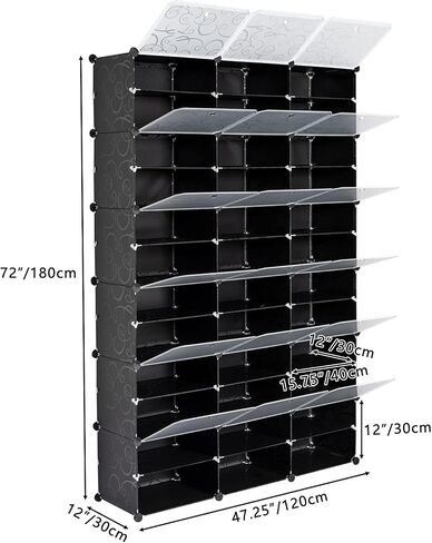 DIY Modular Cube Storage Organizer, Plastic Closet Cabinet with Translucent Door, Metal Frame Stackable Storage Shelf for Shoes Clothes Toys Home Bedroom Entryway in Kuwait