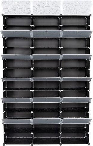 DIY Modular Cube Storage Organizer, Plastic Closet Cabinet with Translucent Door, Metal Frame Stackable Storage Shelf for Shoes Clothes Toys Home Bedroom Entryway in Kuwait