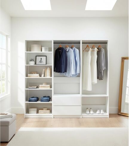 Geelife Prosper White Freestanding Walk-in Wood Closet System in Kuwait