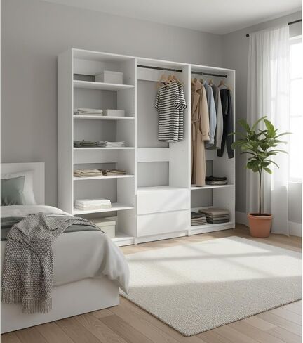 Geelife Prosper White Freestanding Walk-in Wood Closet System in Kuwait