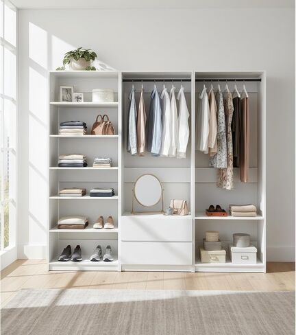Geelife Prosper White Freestanding Walk-in Wood Closet System in Kuwait