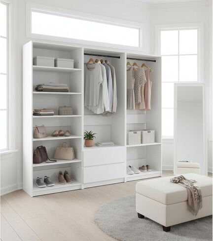 Geelife Prosper White Freestanding Walk-in Wood Closet System in Kuwait