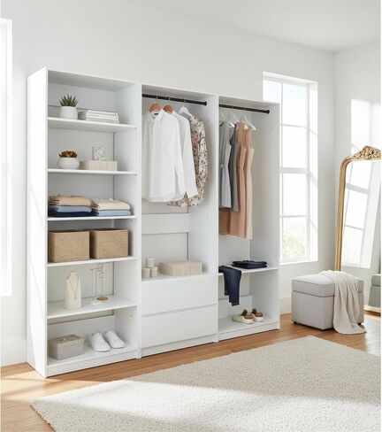 Geelife Prosper White Freestanding Walk-in Wood Closet System in Kuwait