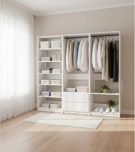 White Freestanding Walk in Wood Closet System in Kuwait