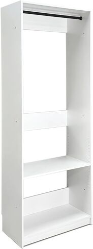 White Wood Walk-in Closet with One Rod in Kuwait