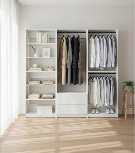 White Freestanding Walk in Wood Closet System in Kuwait