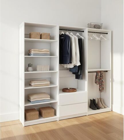 White Freestanding Walk in Wood Closet System in Kuwait