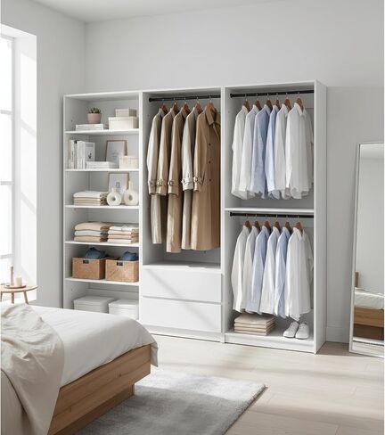 White Freestanding Walk in Wood Closet System in Kuwait