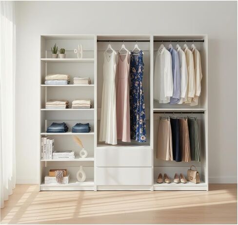 White Freestanding Walk in Wood Closet System in Kuwait