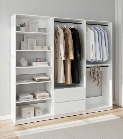 White Freestanding Walk in Wood Closet System in Kuwait