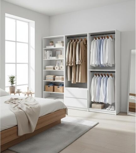 White Freestanding Walk in Wood Closet System in Kuwait