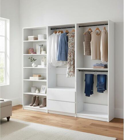 White Freestanding Walk in Wood Closet System in Kuwait