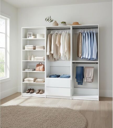White Freestanding Walk in Wood Closet System in Kuwait
