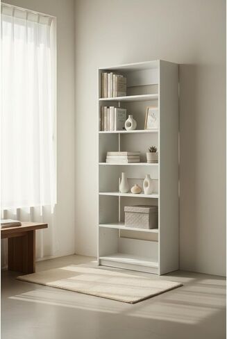 White Wood Walk-in Closet with Five Shelves in Kuwait