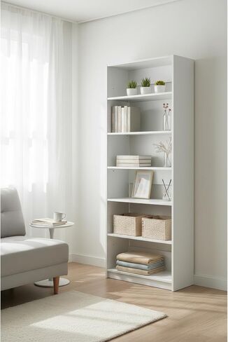 White Wood Walk-in Closet with Five Shelves in Kuwait