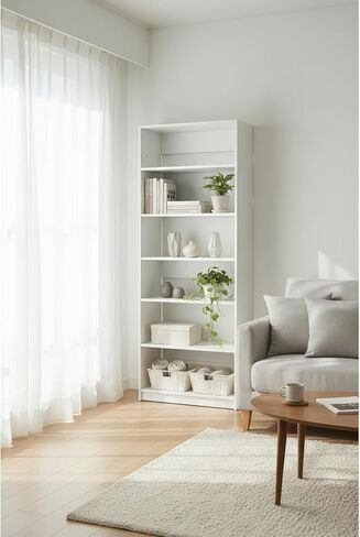 White Wood Walk-in Closet with Five Shelves in Kuwait