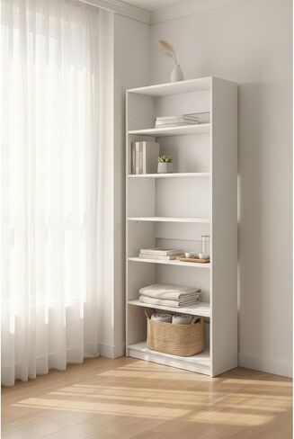 White Wood Walk-in Closet with Five Shelves in Kuwait