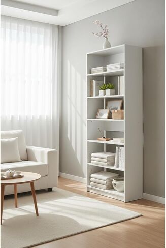 White Wood Walk-in Closet with Five Shelves in Kuwait