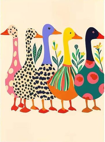 GEMOUJ Duck Paint by Numbers Kits for Adult,Colorful Duck Paint by Numbers Kit for Adults Beginners, DIY Animal Acrylic Painting on Canvas for Adult, Home Wall Decor 16 x 20 inch in Kuwait