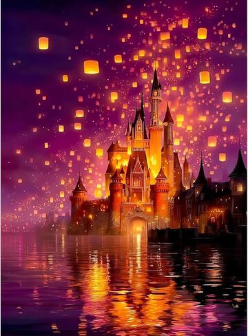 طلاء Fairyland JinWenn بالأرقام للبالغين والأطفال المبتدئين، لوحة القلعة السحرية حسب الأرقام على مجموعة أرقام الفنان الطلاء حسب الأرقام، دهانات أكريليك طلاء زيتي DIY، هدية منزلية 12 × 16 بوصة in Kuwait