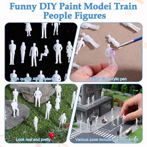 Sibba 50 Pcs Unpainted Mini People Figurines 1: 50 Scale Little People Toys Architectural Painted Tiny Model Sitting Standing Miniature Figurines Model for Miniature Scenes in Kuwait