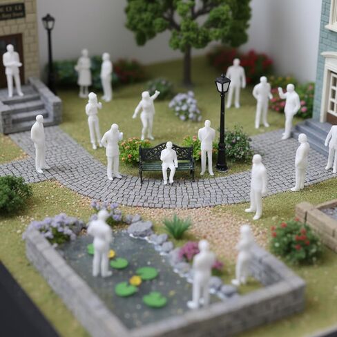 Sibba 50 Pcs Unpainted Mini People Figurines 1: 50 Scale Little People Toys Architectural Painted Tiny Model Sitting Standing Miniature Figurines Model for Miniature Scenes in Kuwait