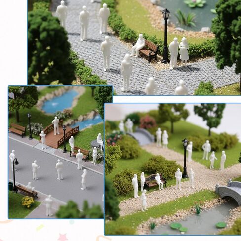 Sibba 50 Pcs Unpainted Mini People Figurines 1: 50 Scale Little People Toys Architectural Painted Tiny Model Sitting Standing Miniature Figurines Model for Miniature Scenes in Kuwait