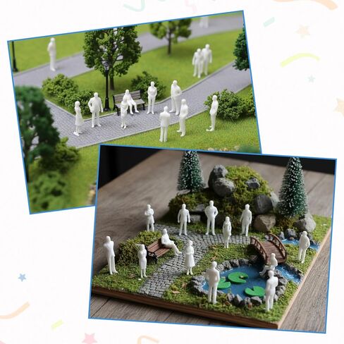 Sibba 50 Pcs Unpainted Mini People Figurines 1: 50 Scale Little People Toys Architectural Painted Tiny Model Sitting Standing Miniature Figurines Model for Miniature Scenes in Kuwait